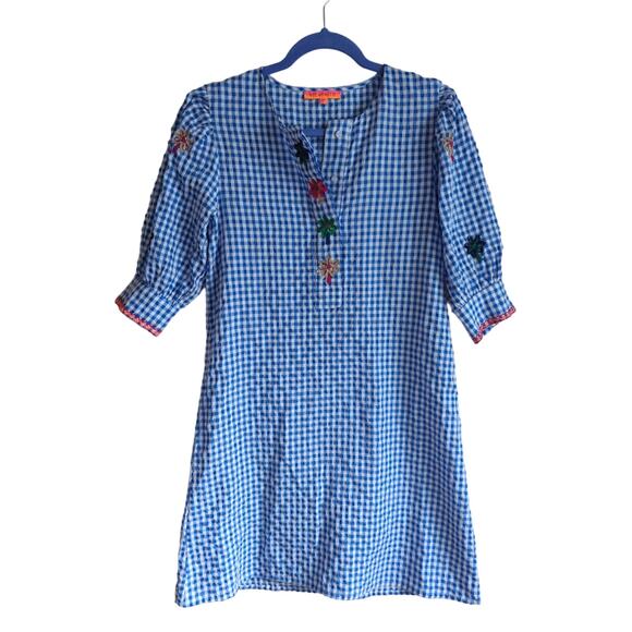 Amber White Blue Check Dress size 38 or US Small - Picture 2 of 5